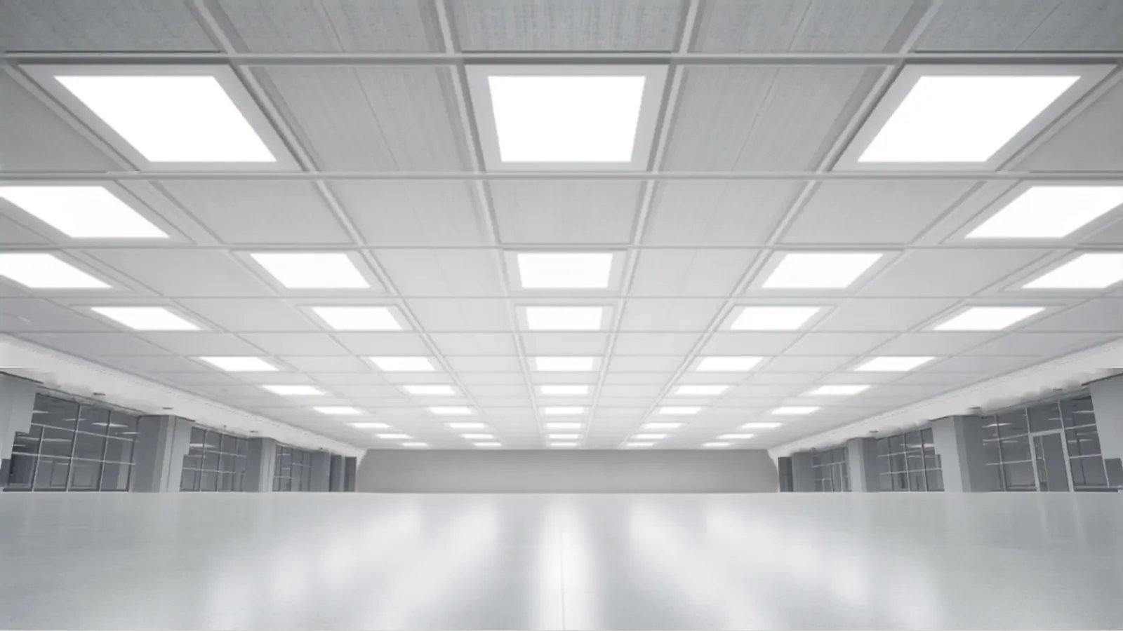 Inteligentne oświetlenie LED — sufit z siatką sterowanych opraw